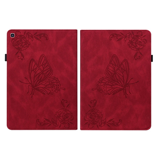 For Samsung Tab A 8.0 2019 T290/T295/T297 Butterfly Flower Embossed Leather Tablet Case(Red) by bashfashion