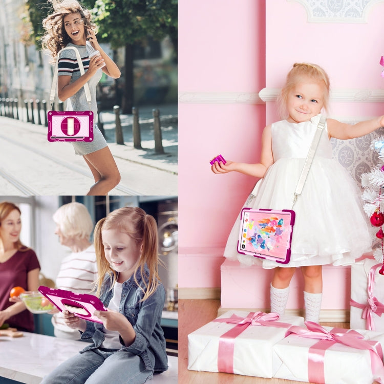 For Samsung Galaxy Tab S7 / S8 360 Degree Rotation Contrast Color Silicone+PC Tablet Case(Rose Red+Pink) by bashfashion