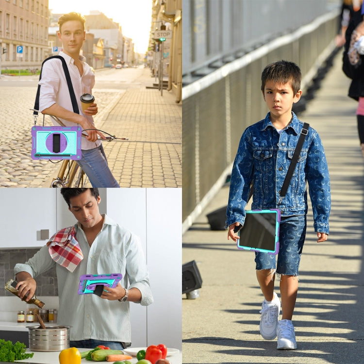 For Samsung Galaxy Tab S7 / S8 360 Degree Rotation Contrast Color Silicone+PC Tablet Case(Purple+Mint Green) by bashfashion