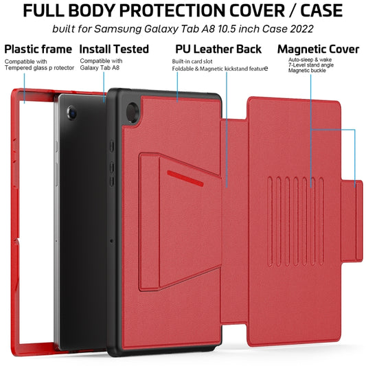 For Samsung Galaxy Tab A8 10.5 2021 Smart B Magnetic Leather Tablet Case(Red) by bashfashion