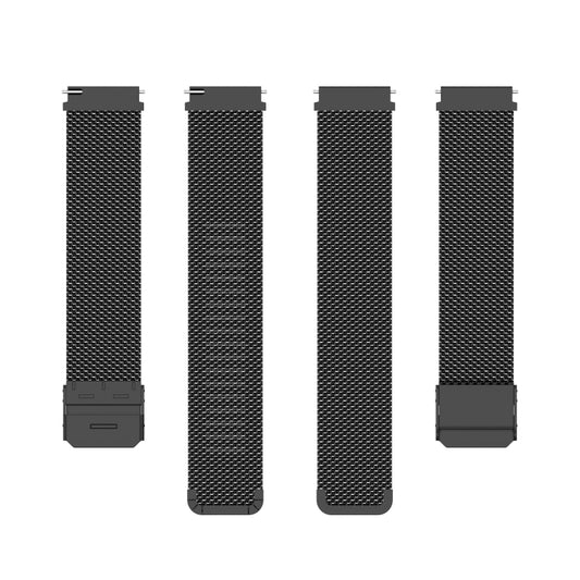 19mm Snap-fit Stainless Steel Mesh Watch Band(Black) by bashfashion