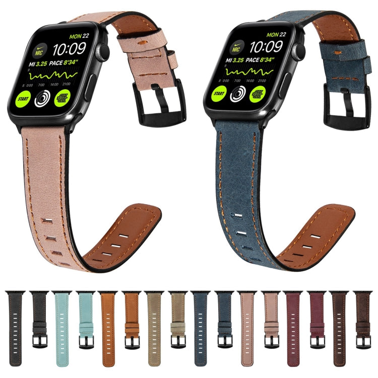 Retro Leather Watch Band For Apple Watch Series 9&8&7 41mm / SE 3&SE 2&6&SE&5&4 40mm / 3&2&1 38mm(Pink) by bashfashion