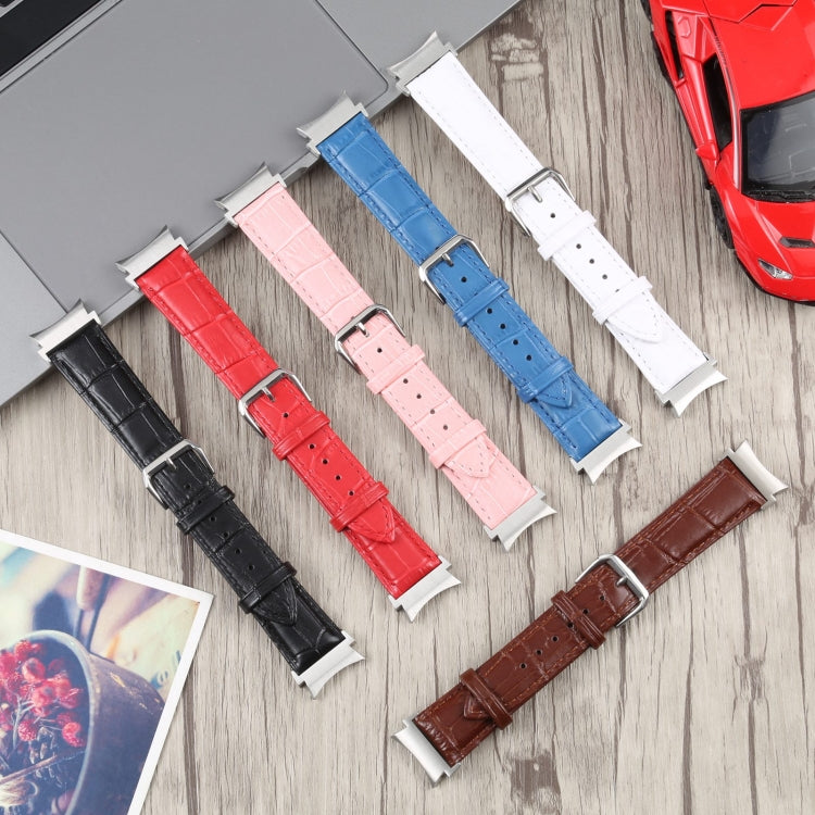 For Samsung Galaxy Watch4 40mm/44mm Slub Texture Leather Watch Band(Blue) by bashfashion