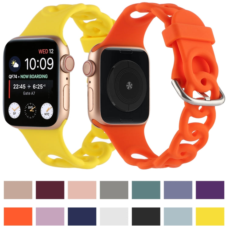 Hollow Silicone Watch Band For Apple Watch Series 9&8&7 41mm / SE 3&SE 2&6&SE&5&4 40mm / 3&2&1 38mm(Yellow) by bashfashion