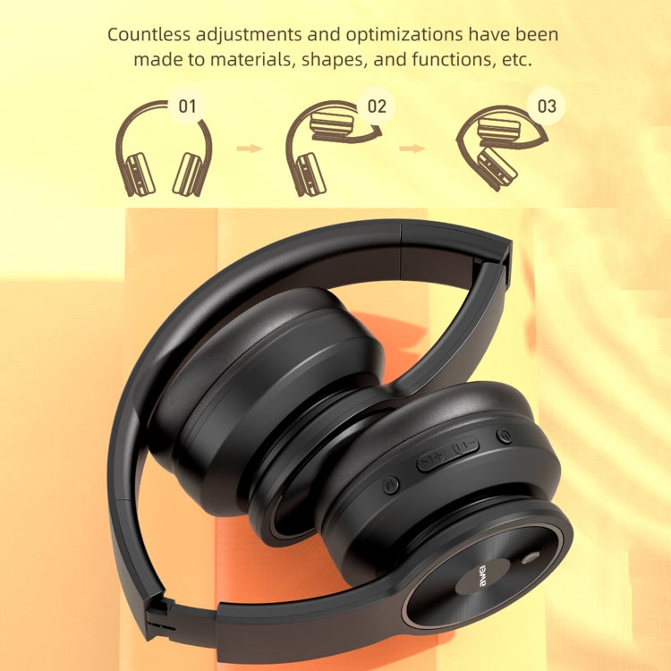 awei A996BL Foldable Wireless Bluetooth Headphone(Black) by awei