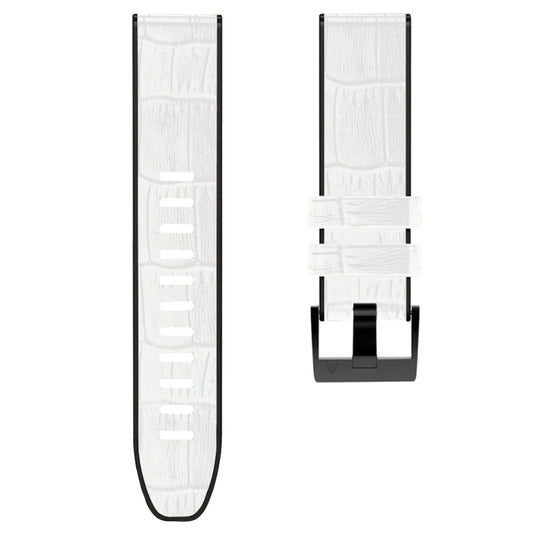 For Garmin Fenix 7 / 6 / 5 Crocodile Texture Silicone Leather Watch Band(White) by bashfashion