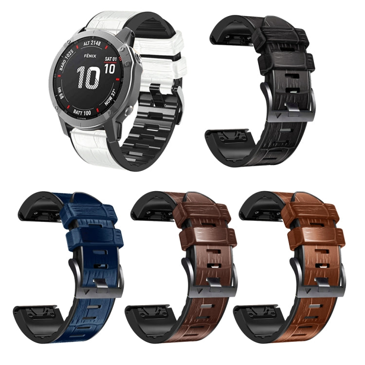 For Garmin Fenix 7 / 6 / 5 Crocodile Texture Silicone Leather Watch Band(White) by bashfashion