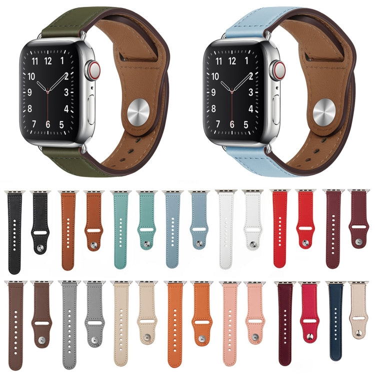 Nail Silver Buckle Leather Watch Band For Apple Watch Ultra 49mm&Watch Ultra 2 49mm / Series 9&8&7 45mm / SE 3&SE 2&6&SE&5&4 44mm (Dark Blue) by bashfashion