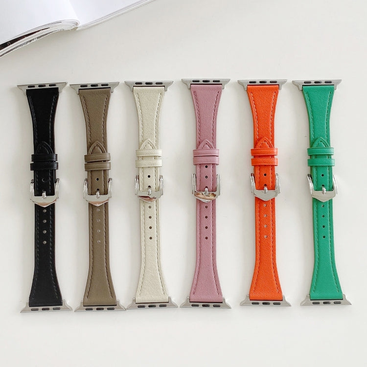 Genuine Leather Watch Band For Apple Watch Ultra 49mm&Watch Ultra 2 49mm / Series 9&8&7 45mm / SE 3&SE 2&6&SE&5&4 44mm / 3&2&1 42mm(Green) by bashfashion