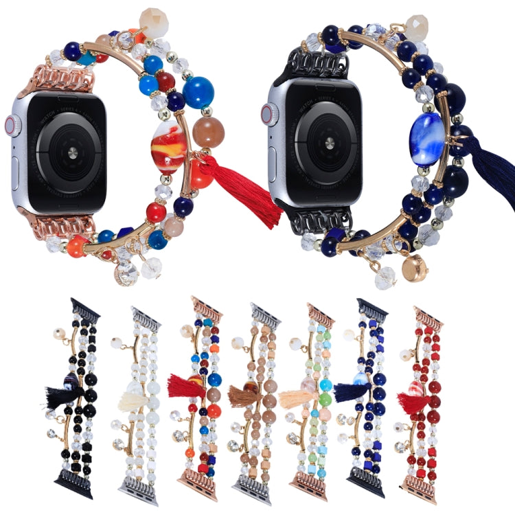 Round Bead Chain Watch Band For Apple Watch Ultra 49mm&Watch Ultra 2 49mm / Series 9&8&7 45mm / SE 3&SE 2&6&SE&5&4 44mm / 3&2&1 42mm(Red) by bashfashion