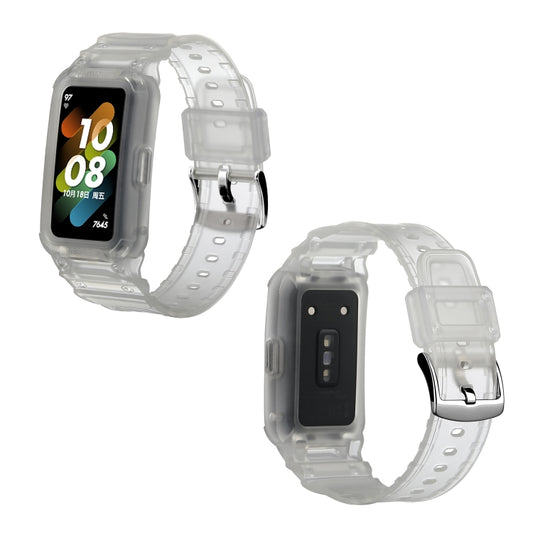 For Huawei Band 7 / 6 / Honor Band 6 Integrated TPU Watch Band(Frosted Transparent) by bashfashion
