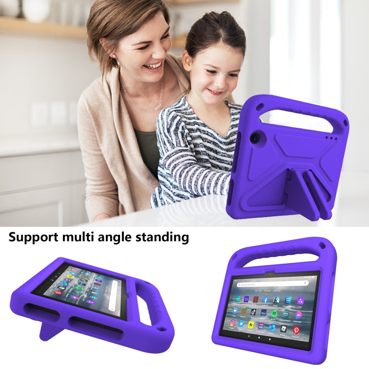 For Amazon Fire 7 2022 Handle EVA Shockproof Tablet Case with Triangle Holder(Purple) by bashfashion