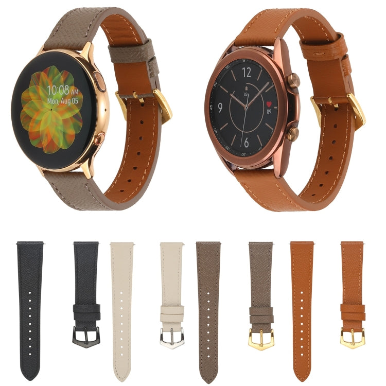 For Samsung Galaxy Watch4 20mm Genuine Leather Watch Band(Black) by bashfashion
