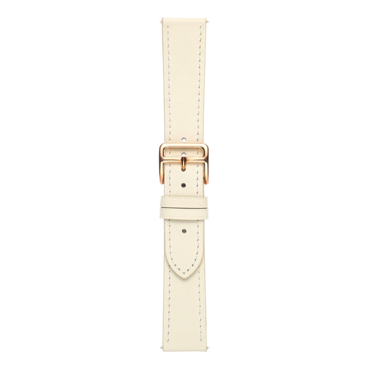 For Samsung Galaxy Watch4 20mm Plain Weave Genuine Leather Watch Band(Beige White) by bashfashion