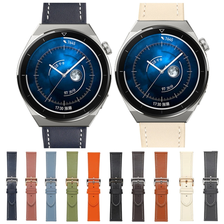 For Samsung Galaxy Watch4 20mm Plain Weave Genuine Leather Watch Band(Coffee) by bashfashion