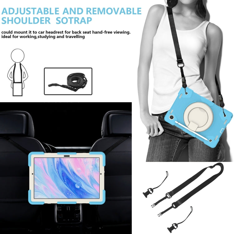 For Samsung Galaxy Tab A8 10.5 2021 Silicone + PC Full Body Protection Tablet Case With Holder & Strap(Sky Blue) by bashfashion