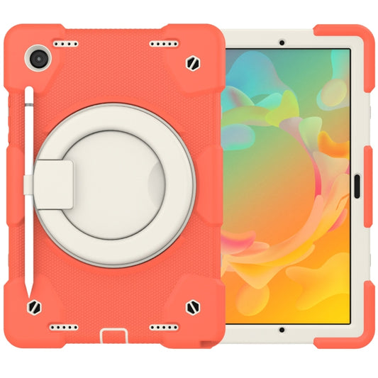 For Samsung Galaxy Tab A8 10.5 2021 Silicone + PC Full Body Protection Tablet Case With Holder & Strap(Orange) by bashfashion