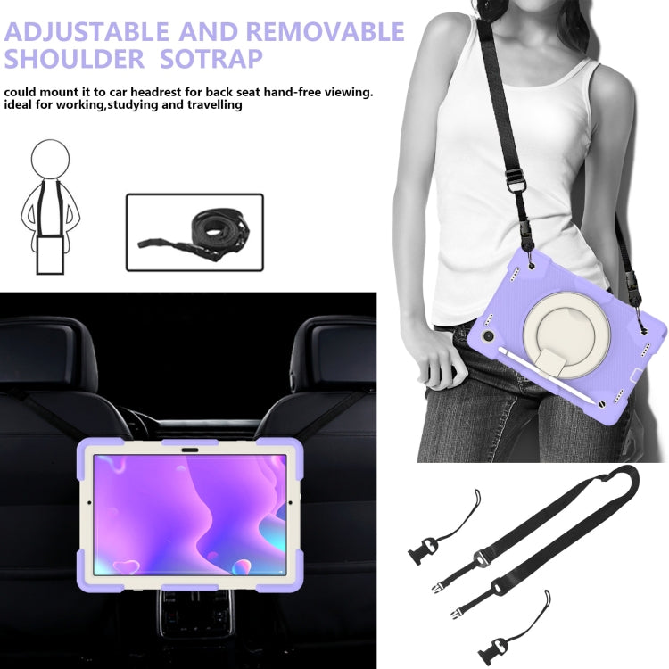 For Samsung Galaxy Tab A8 10.5 2021 Silicone + PC Full Body Protection Tablet Case With Holder & Strap(Purple) by bashfashion