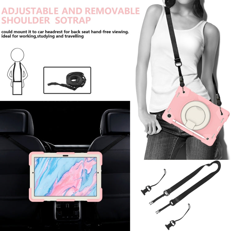 For Samsung Galaxy Tab A8 10.5 2021 Silicone + PC Full Body Protection Tablet Case With Holder & Strap(Pink) by bashfashion