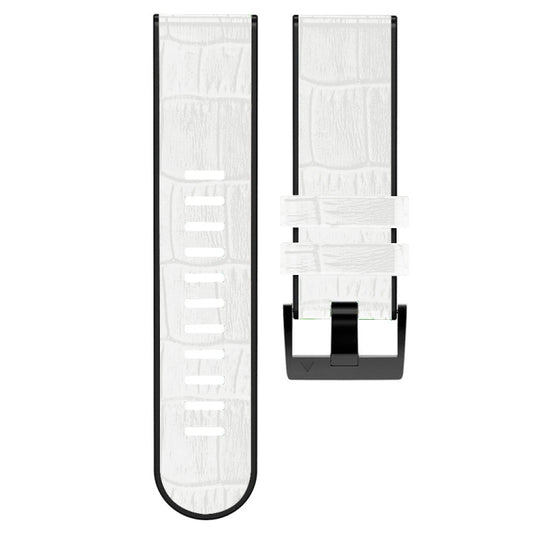 For Garmin Fenix 7/6 Pro/5 Plus 22mm Crocodile Texture Silicone Leather Watch Band(White) by bashfashion
