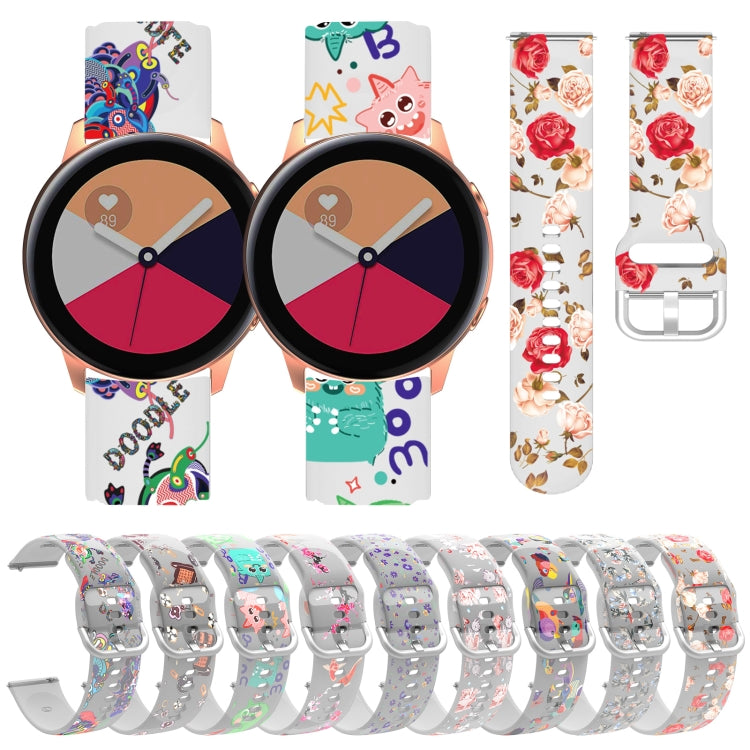 For Samsung Galaxy Watch4 20mm Transparent Printed TPU Silicone Watch Band(2) by bashfashion