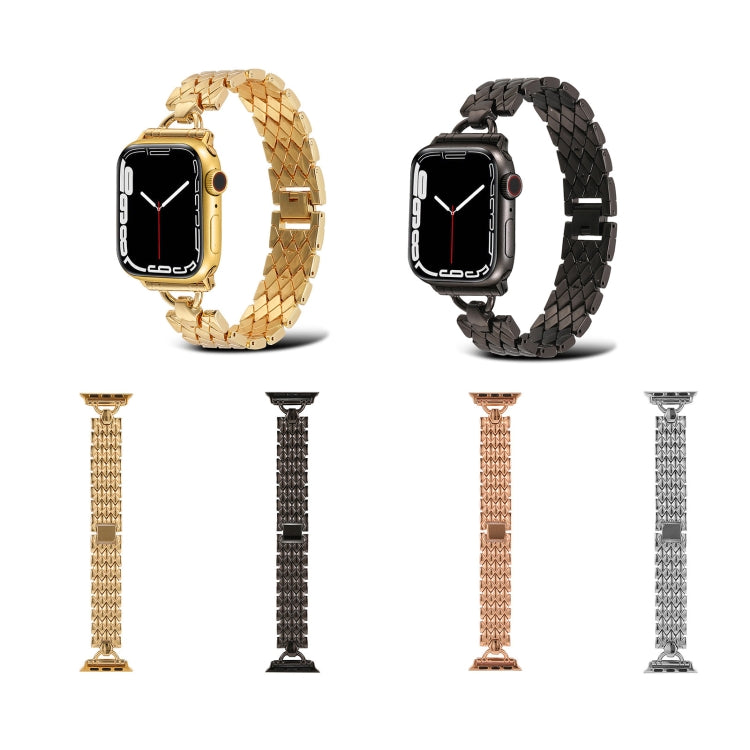D-shaped Rhombus Metal Watch Band For Apple Watch Ultra 49mm&Watch Ultra 2 49mm / Series 9&8&7 45mm / SE 3&SE 2&6&SE&5&4 44mm / 3&2&1 42mm(Gold) by bashfashion