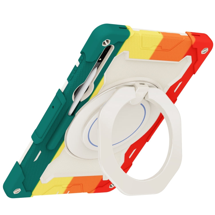 For Samsung Galaxy Tab S8 Ultra Armor Contrast Color Silicone + PC Tablet Case(Colorful Red) by bashfashion