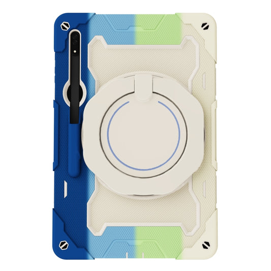 For Samsung Galaxy Tab S8 Ultra Armor Contrast Color Silicone + PC Tablet Case(Colorful Blue) by bashfashion