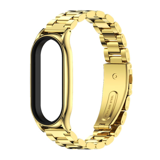 For Xiaomi Mi Band 7 / 7 NFC MIJOBS Three-Bead Metal Plus Stainless Steel Watch Band(Gold) by MIJOBS