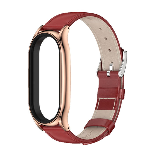 For Xiaomi Mi Band 7 / 7 NFC MIJOBS Plus Genuine Leather Watch Band(Red Rose Gold) by MIJOBS