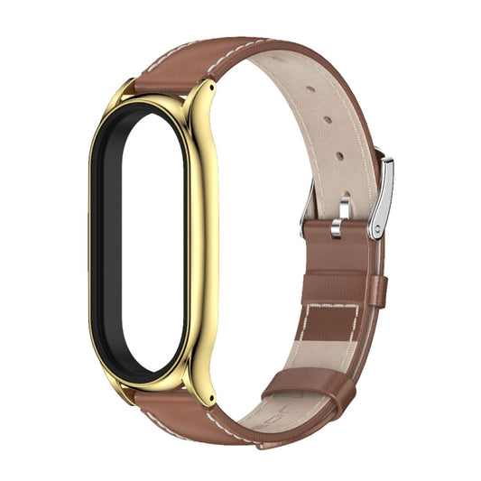 For Xiaomi Mi Band 7 / 7 NFC MIJOBS Plus Genuine Leather Watch Band(Brown Gold) by MIJOBS