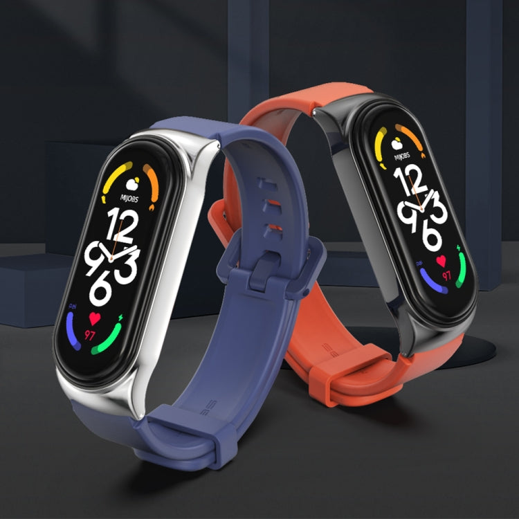 For Xiaomi Mi Band 7 / 7 NFC MIJOBS CS Metal Case + Silicone Watch Band(Orange Gold) by MIJOBS