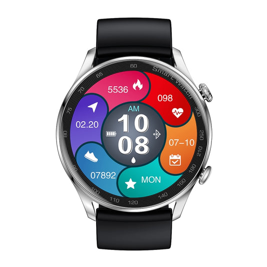 AK32 1.36 inch IPS Touch Screen Smart Watch, Support Bluetooth Calling/Blood Oxygen Monitoring,Style: Silicone Watch Band(Silver Black) by bashfashion