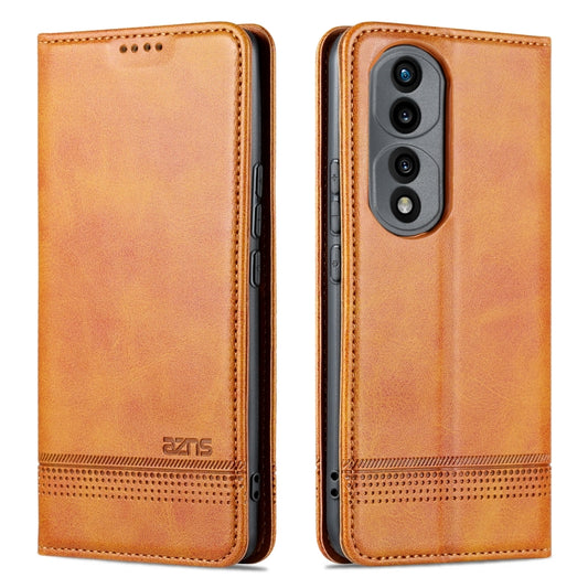 For Honor 70 AZNS Magnetic Calf Texture Flip Leather Phone Case(Light Brown) by AZNS