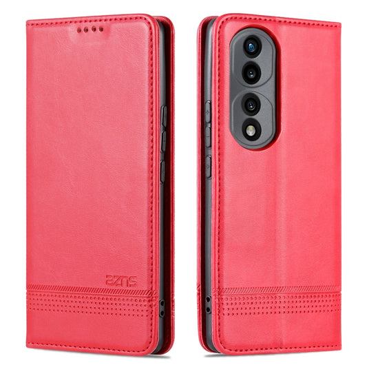 For Honor 70 AZNS Magnetic Calf Texture Flip Leather Phone Case(Red) by AZNS