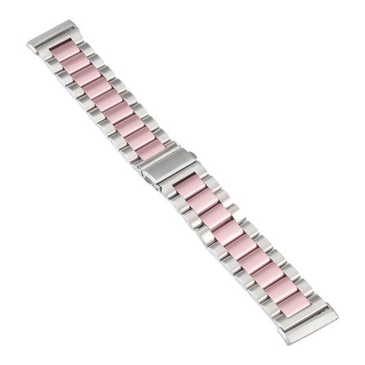 For Fitbit Versa 4/Sense 2/Versa 3/Sense 3 Beads Stainless Steel Watch Band(Silver Pink) by bashfashion