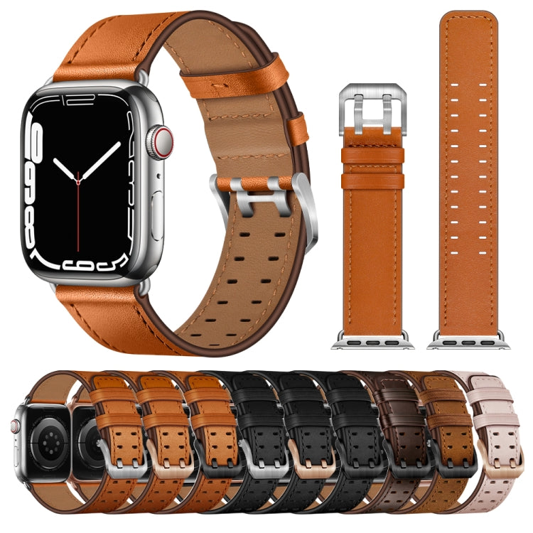 Double Buckles Leather Watch Band For Apple Watch Ultra 49mm&Watch Ultra 2 49mm / Series 9&8&7 45mm / SE 3&SE 2&6&SE&5&4 44mm / 3&2&1 42mm(Pink Sand) by bashfashion