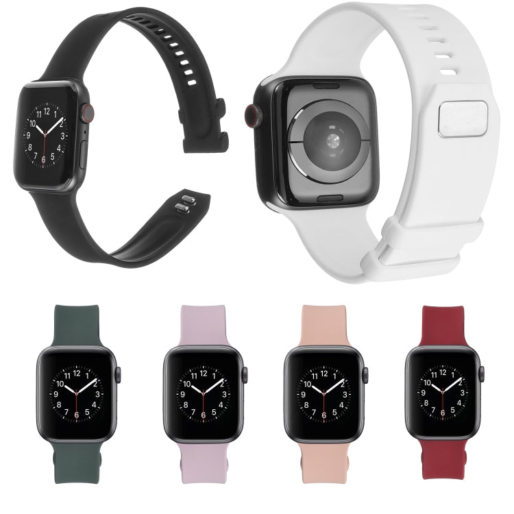 Square Buckle Silicone Watch Band For Apple Watch Series 9&8&7 41mm / SE 3&SE 2&6&SE&5&4 40mm / 3&2&1 38mm(Purple) by bashfashion