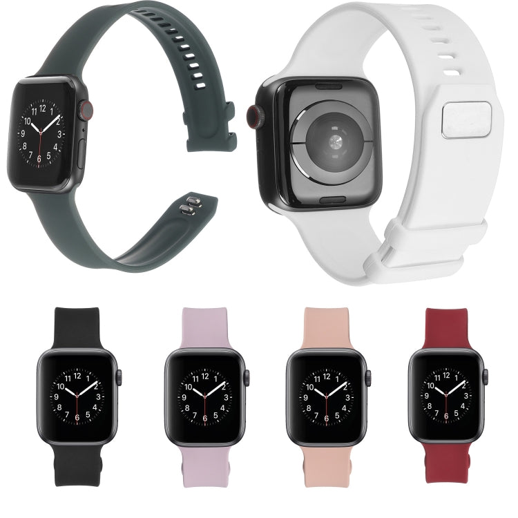 Square Buckle Silicone Watch Band For Apple Watch Ultra 49mm&Watch Ultra 2 49mm / Series 9&8&7 45mm / SE 3&SE 2&6&SE&5&4 44mm / 3&2&1 42mm(Purple) by bashfashion