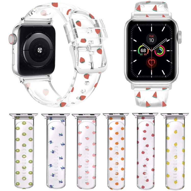 Square Buckle Transparent Watch Band For Apple Watch Series 9&8&7 41mm / SE 3&SE 2&6&SE&5&4 40mm / 3&2&1 38mm(Strawberry) by bashfashion