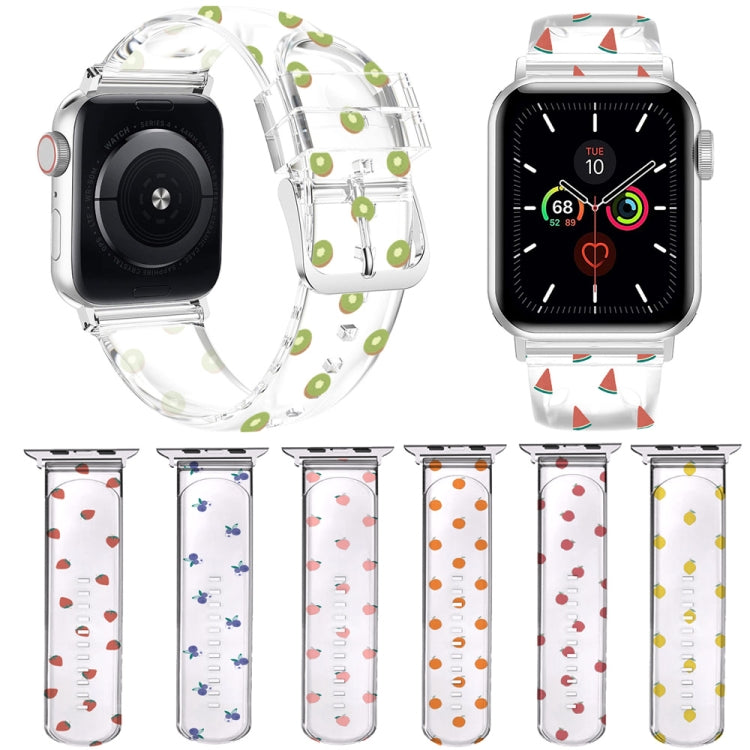 Square Buckle Transparent Watch Band For Apple Watch Ultra 49mm&Watch Ultra 2 49mm / Series 9&8&7 45mm / SE 3&SE 2&6&SE&5&4 44mm / 3&2&1 42mm(Strawberry) by bashfashion