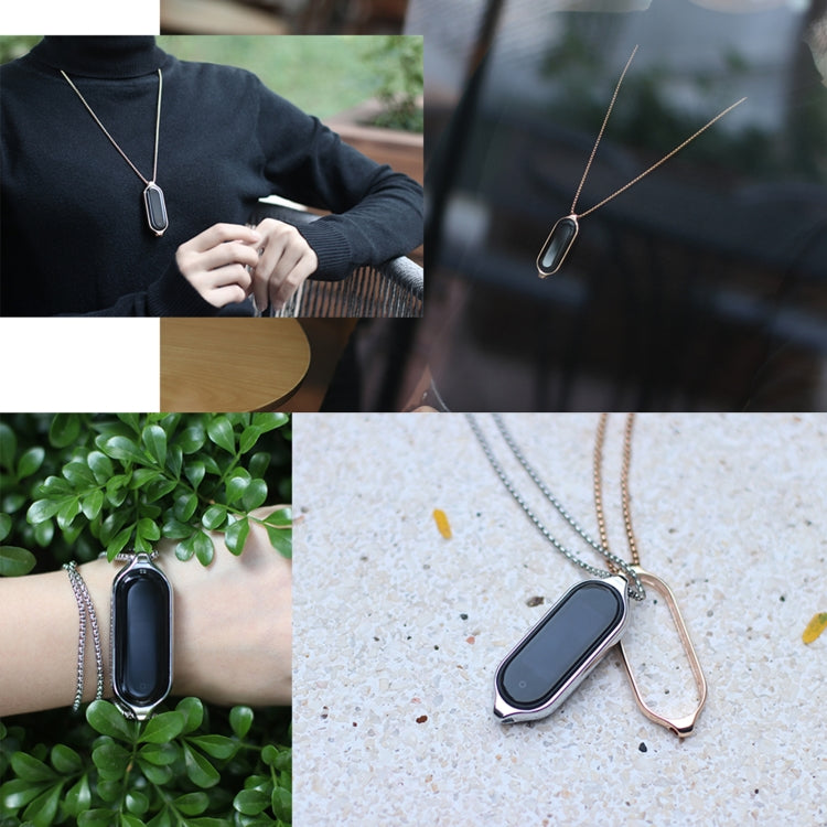 For Xiaomi Mi Band 5 / 6 MIJOBS Metal Pendant Stainless Steel Watch Necklace(Rose Gold) by MIJOBS