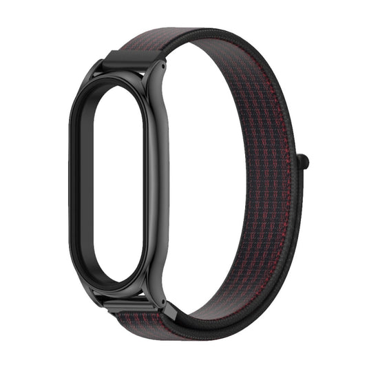 For Xiaomi Mi Band 7 / 7 NFC MIJOBS Plus Stainless Steel Case Nylon Watch Band(Black Red) by MIJOBS
