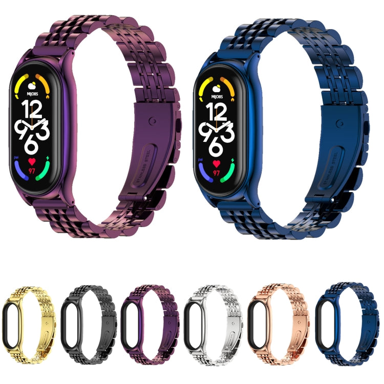 For Xiaomi Mi Band 7 / 7 NFC MIJOBS Plus Seven-bead Metal Stainless Steel Watch Band(Silver) by MIJOBS