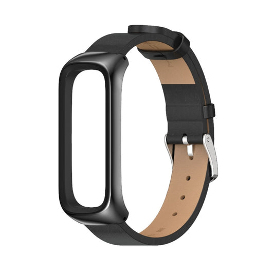 For Samsung Galaxy Fit 2 MIJOBS Metal Case Microfiber Leather Watch Band(Black) by MIJOBS