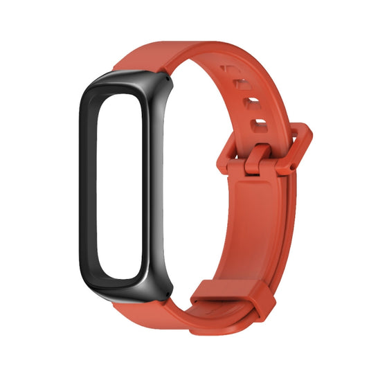 For Samsung Galaxy Fit 2 MIJOBS Metal Case Silicone Watch Band(Orange Black) by MIJOBS