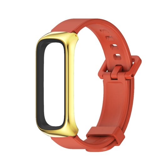 For Samsung Galaxy Fit 2 MIJOBS Metal Case Silicone Watch Band(Orange Gold) by MIJOBS