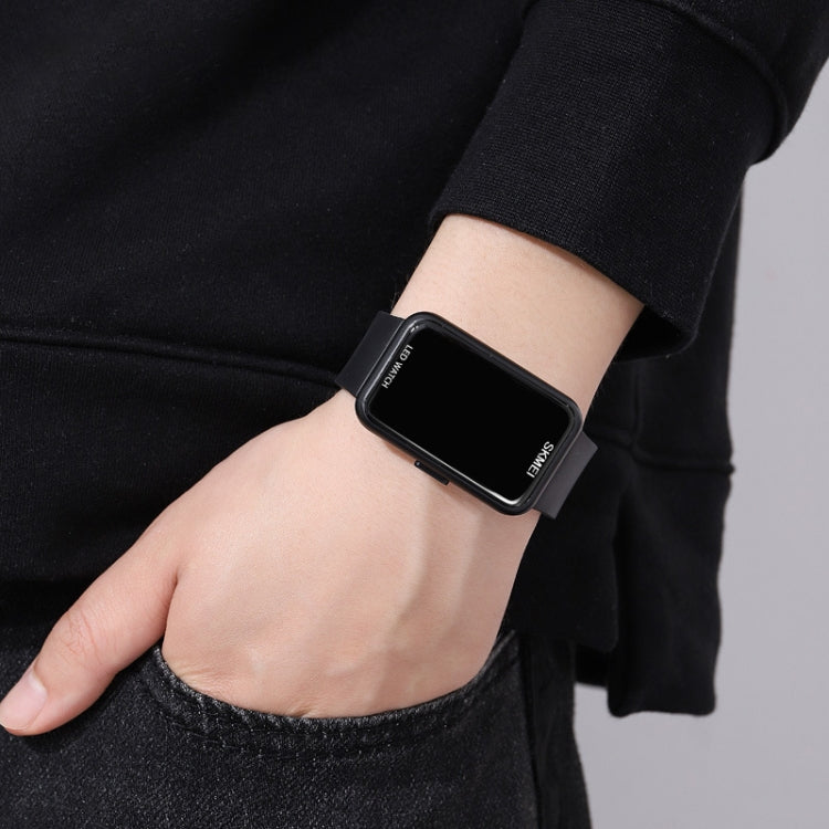 SKMEI 1873 PU Strap Waterproof LED Electronic Watch(Black) by SKMEI