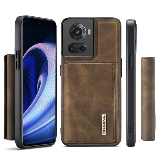 For OnePlus Ace/10R DG.MING M1 Series 3-Fold Multi Card Wallet + Magnetic Phone Case(Coffee) by DG.MING