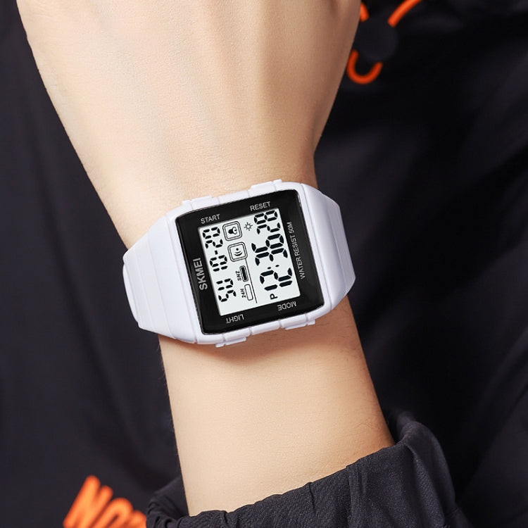 SKMEI 1960 Stainless Steel Buckle Silicone Strap Waterproof Electronic Watch(Black and Black Machine) by SKMEI